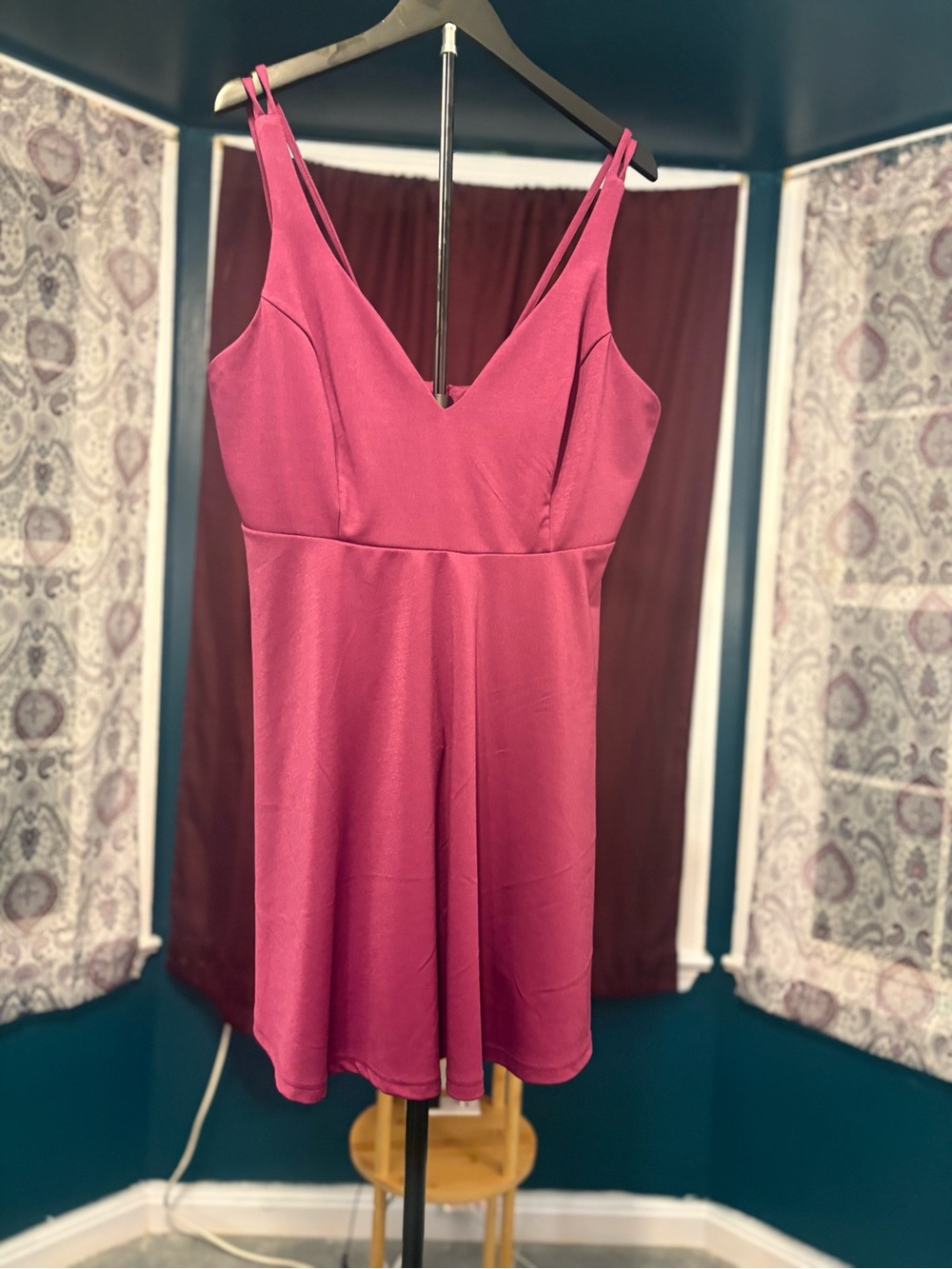 Fancyinn Bright Fuchsia V-Neck Dress